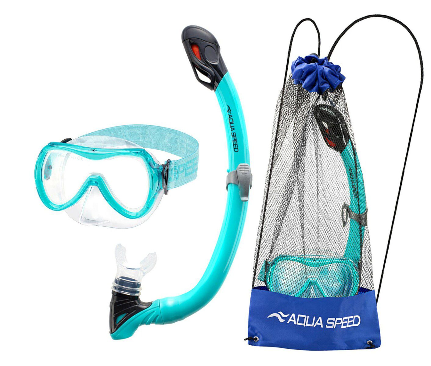 Набір для снорклінгу Aqua Speed ALIZE FS + SAMOS - Turquoise (маска + трубка) - Зображення 2