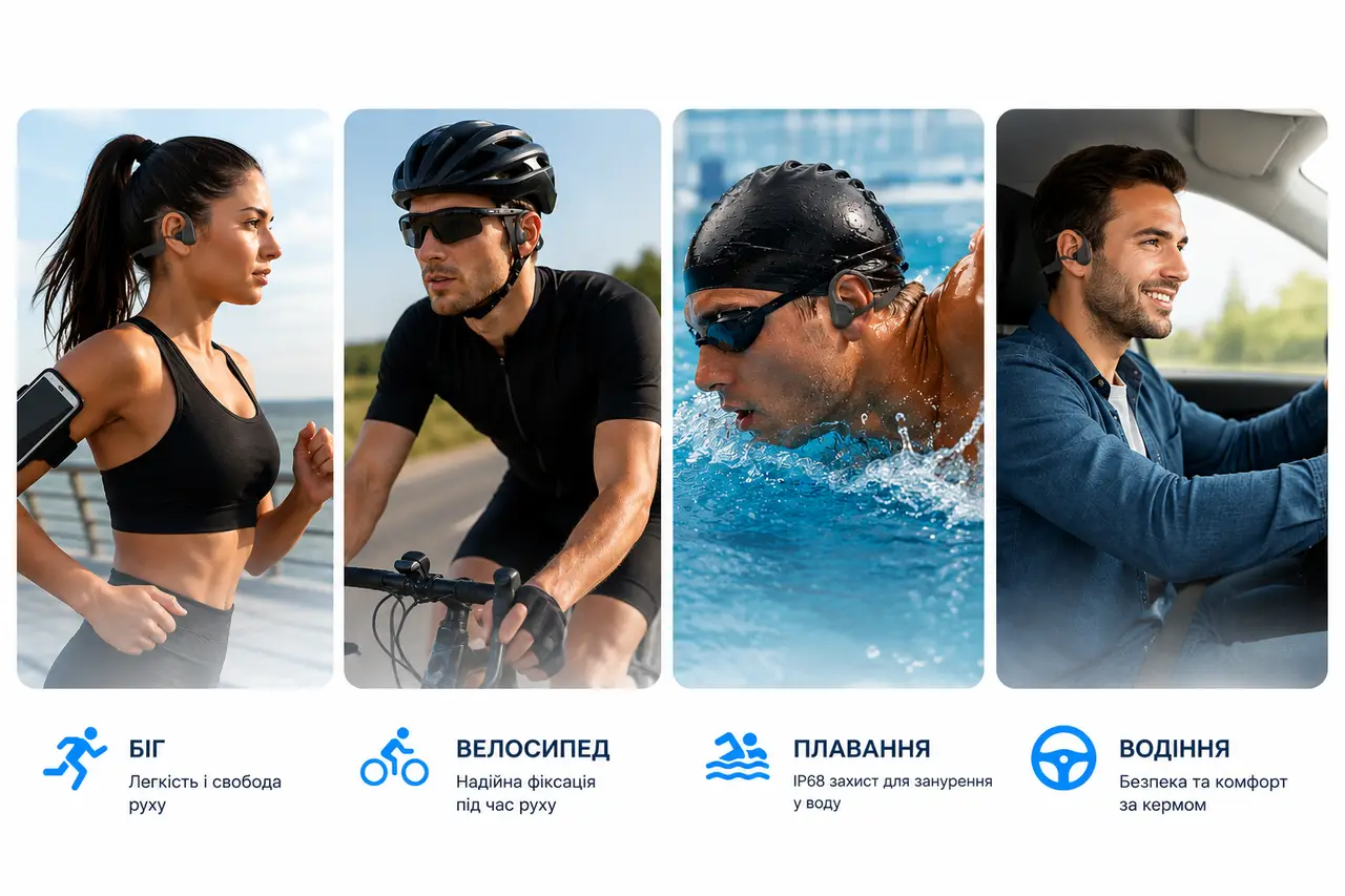 Навушники для плавання MONODEAL S820 - Bluetooth 5.4, MP3 - 32 ГБ, IP68 - Зображення 2